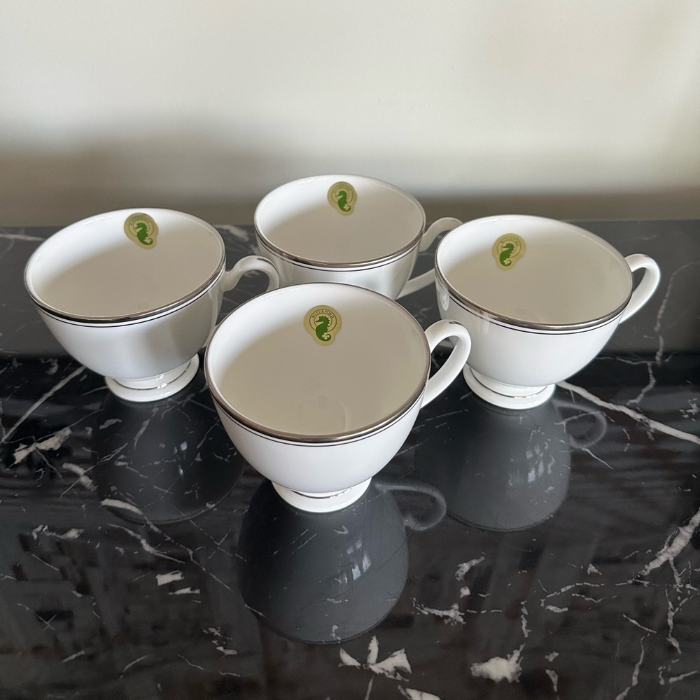 4 Waterford Kilbarry Platinum Fine China Teacups Sticker Attached Brand New